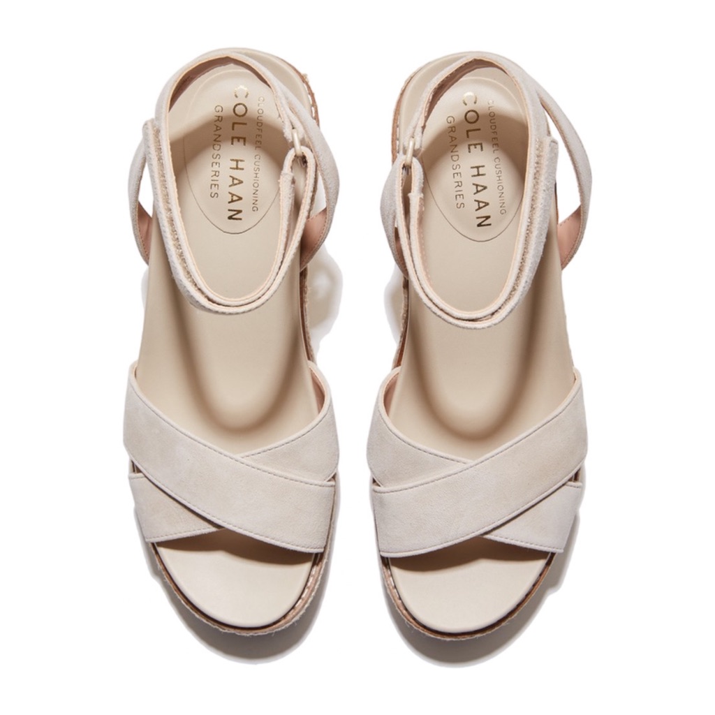 Cole Haan Cloud Feel Espadrille Wedge Sandals 11 Cream